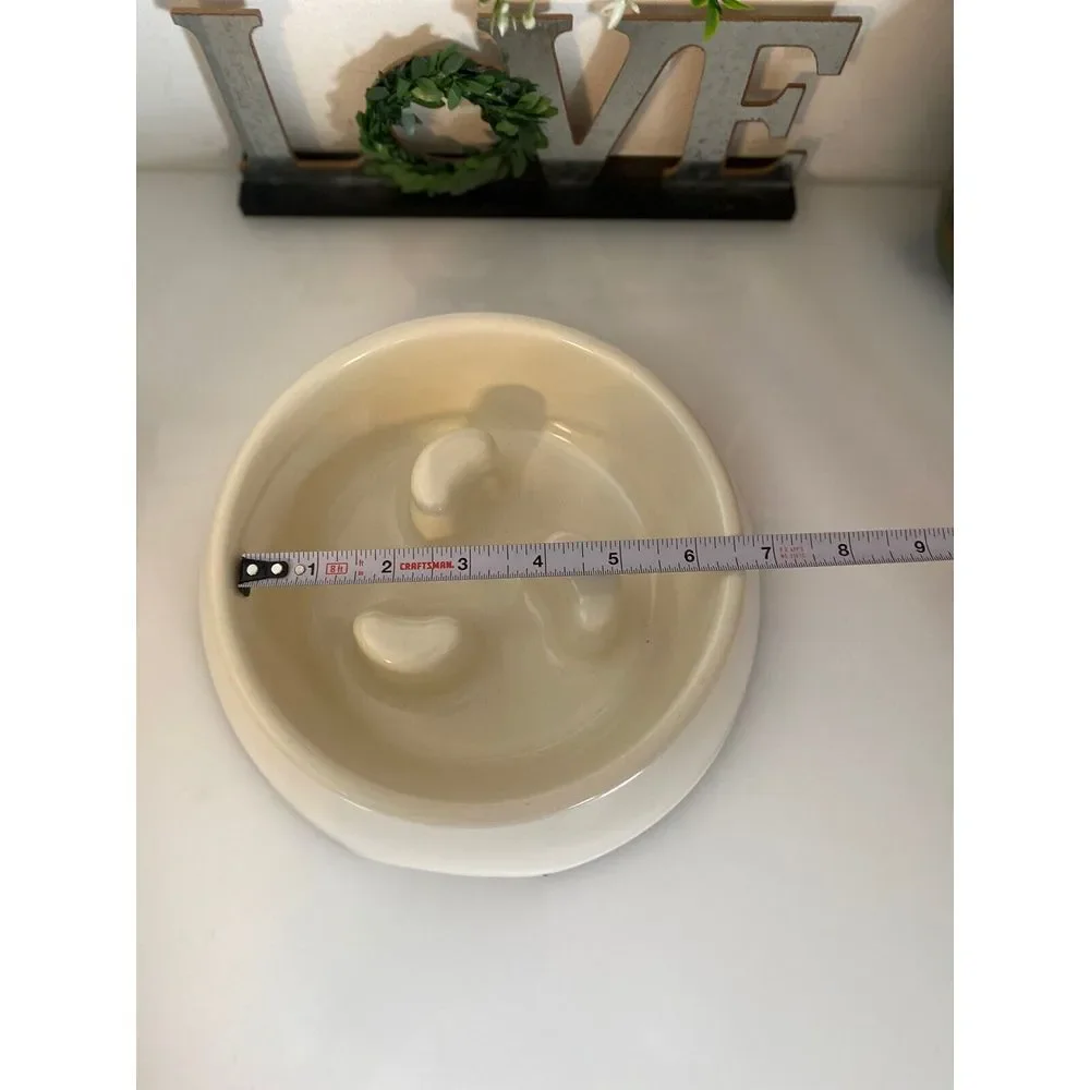 Frisco Cream Melamine Slow Feed Dog & Cat Bowl‎ Size Large 1.5 Cups 7